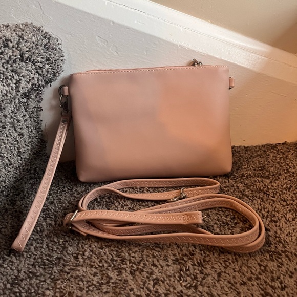 Pixie Mood Baby Pink and Cork Wristlet Purse with Removable Shoulder Strap - Picture 6 of 9